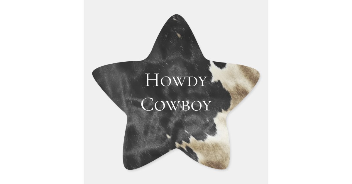 Cowhide Sticker Black Champagne Gold Cowboy Cowgirl Cowhide Star Sticker | Zazzle