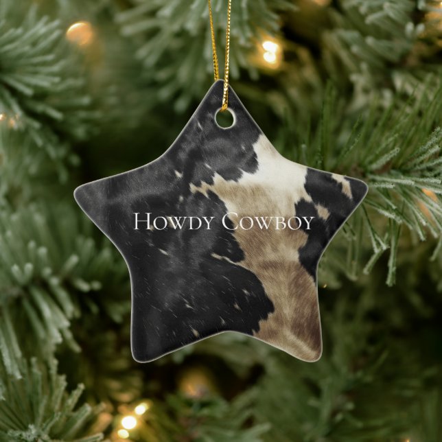 Black Champagne Gold Cowhide   Ceramic Ornament (Tree)