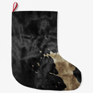 Black Champagne Gold Cowhide   Large Christmas Stocking