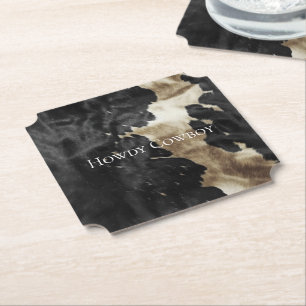 Black Champagne Gold Cowhide   Paper Coaster