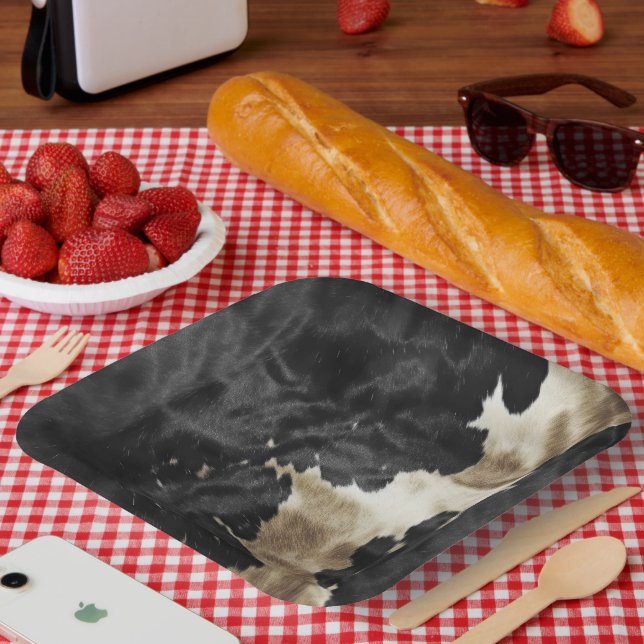 Black Champagne Gold Cowhide   Paper Plates (Picnic)