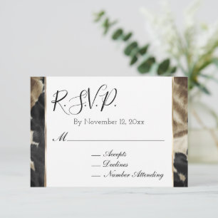 Black Champagne Gold Cowhide RSVP Enclosure Card