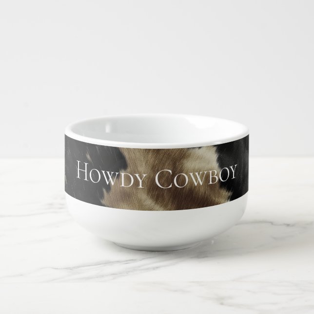 Black Champagne Gold Cowhide   Soup Mug (Front)