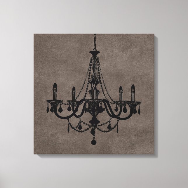 Black Chandelier Canvas Print (Front)