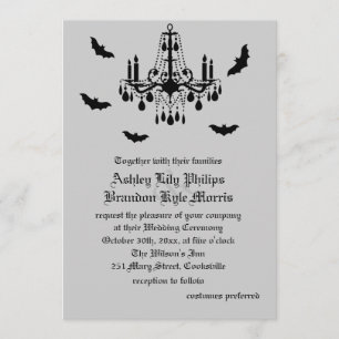 Black Chandelier & Damask Wedding Invitation