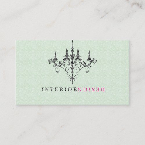 Black Chandelier Green Background Interior Design Business Card