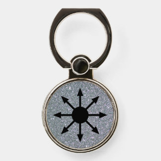 Black Chaos Star on Silver Glitter Phone Ring Stand