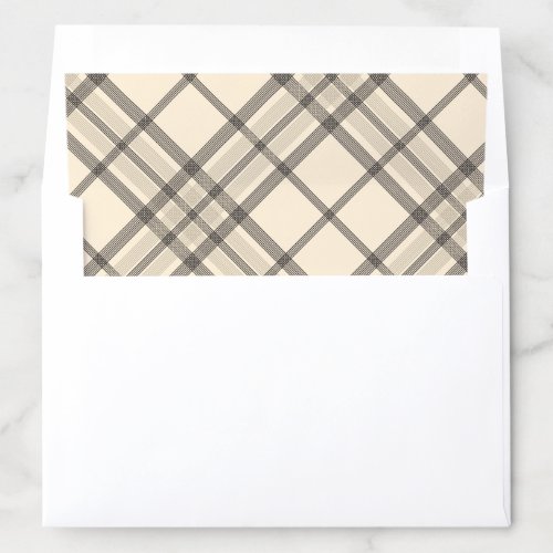 Black Charcoal and Pale yellow Plaid  Envelope Liner