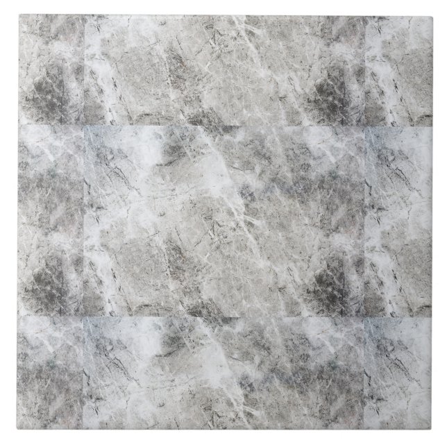 Black Charcoal and White Marble Pattern Ceramic Tile (Front)