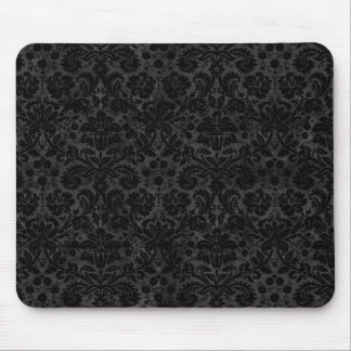 Black Charcoal Damask Mouse Pad
