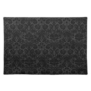 Black Charcoal Damask Placemat