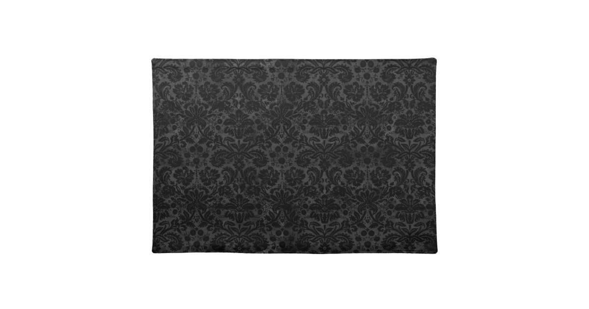 Black Charcoal Damask Placemat Zazzle