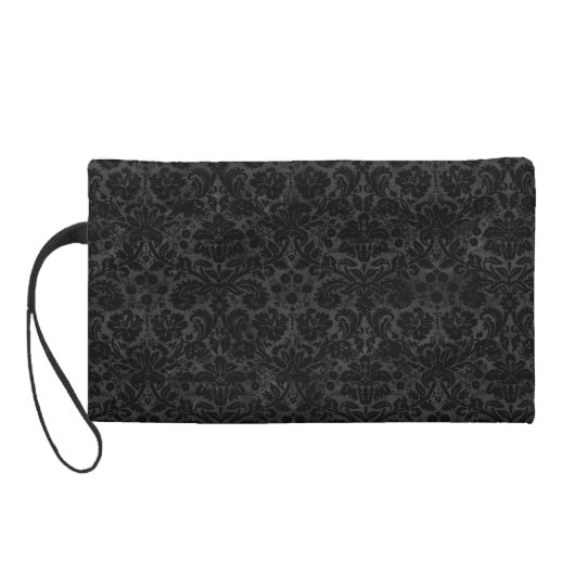 Black Charcoal Damask Wristlet (Back)
