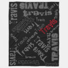 Black, Charcoal Gray and Red Blanket Name Collage