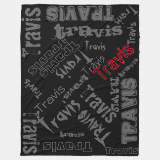 Black, Charcoal Gray and Red Blanket Name Collage