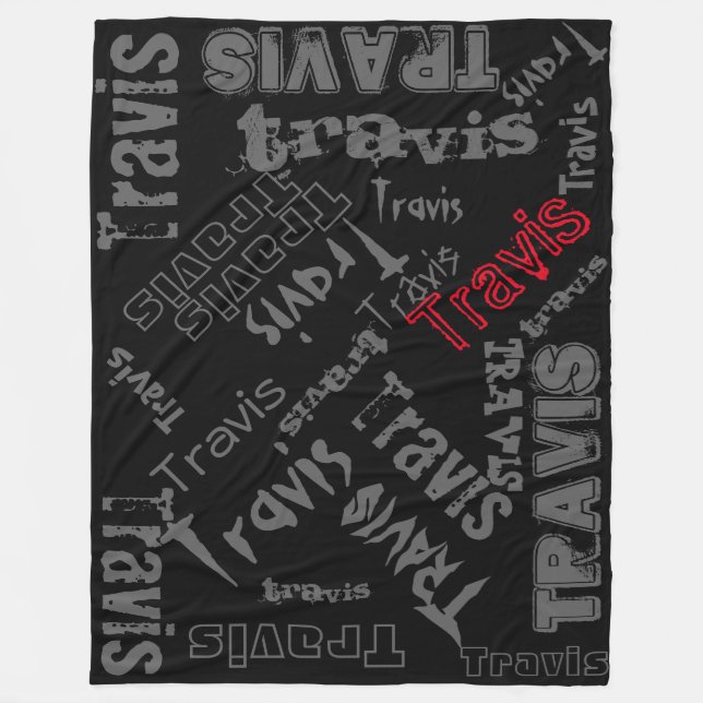 Black, Charcoal Gray and Red Blanket Name Collage (Front)
