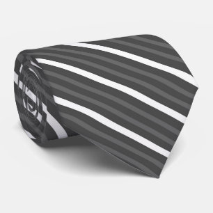 Black Charcoal, Gray And White Diagonal Stripes Neck Tie