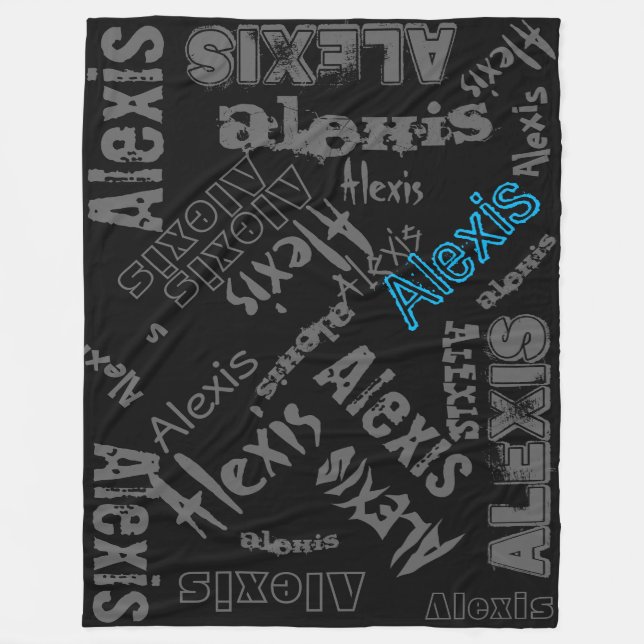 Black Charcoal Gray, Ice Blue Blanket Name Collage (Front)