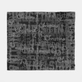 Black Charcoal Gray Name Collage Personalized Fleece Blanket (Front (Horizontal))