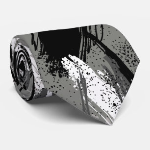 Black Charcoal Gray White Camouflage Neck Tie