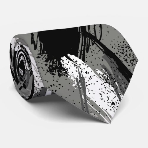 Black Charcoal Gray White Camouflage Neck Tie