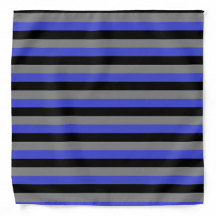 Black, Charcoal Grey and Blue Stripes Bandana