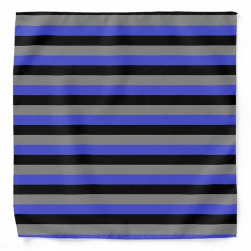 Black Charcoal Grey and Blue Stripes Bandana