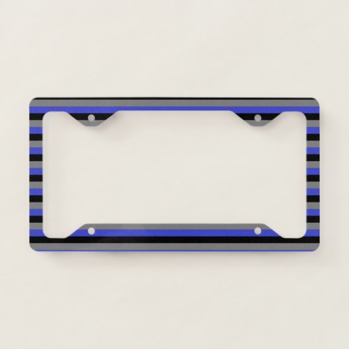 Black Charcoal Grey and Blue Stripes License Plate Frame