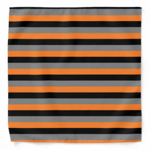Black, Charcoal Grey and Orange Stripes Bandana