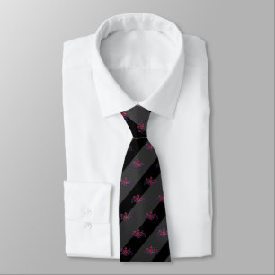 Black & Charcoal Grey Stripe Red U.J. Lion Emblem Tie