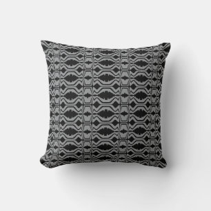 Black Charcoal Sound Wave Design Large Tiles Throw Pillow