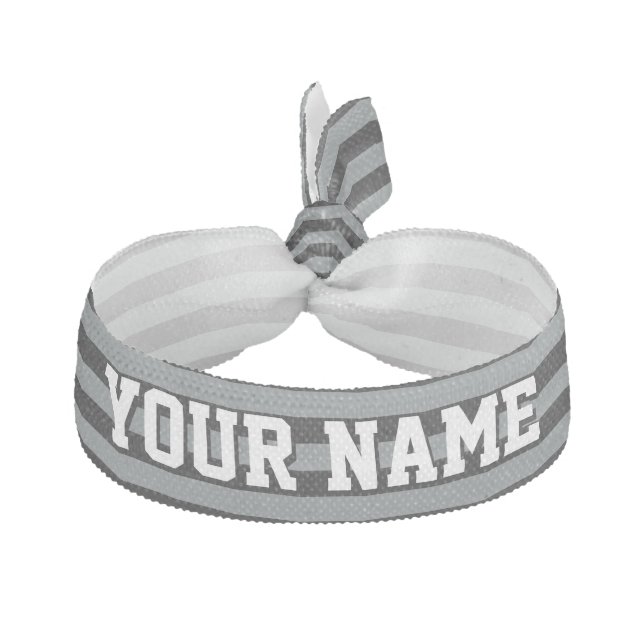 Black Charcoal Team Jersey Preppy Stripe Elastic Hair Tie (Front)