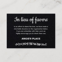 Black Charity Donation In Lieu Of Favors Wedding