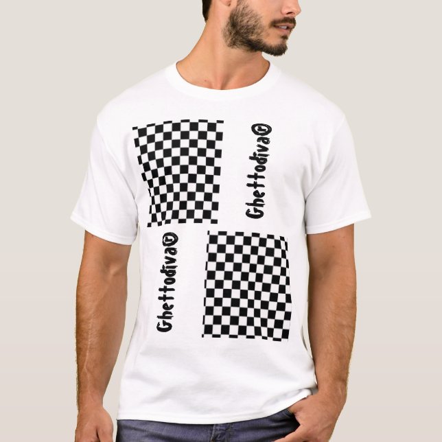 Black Check T Shirt by Ghettodiva®️ (Front)