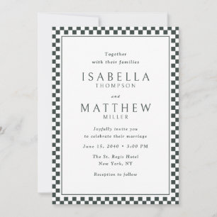 Black Checker Frame Wedding Invitation