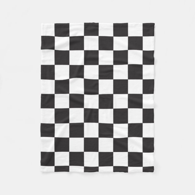 Black Checker Pattern  Fleece Blanket (Front)