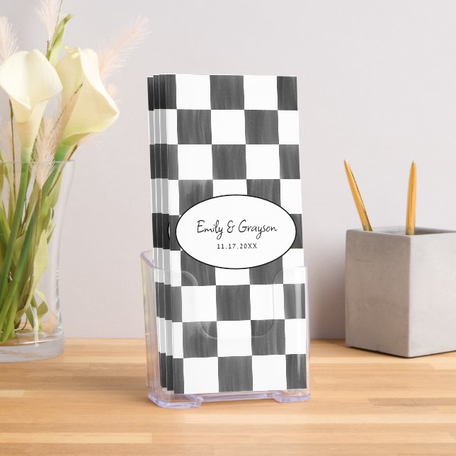 Black Checkerboard Blank Wedding Program Brochure (Insitu)