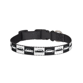 Black Checkerboard Mini Cooper  Pet Collar