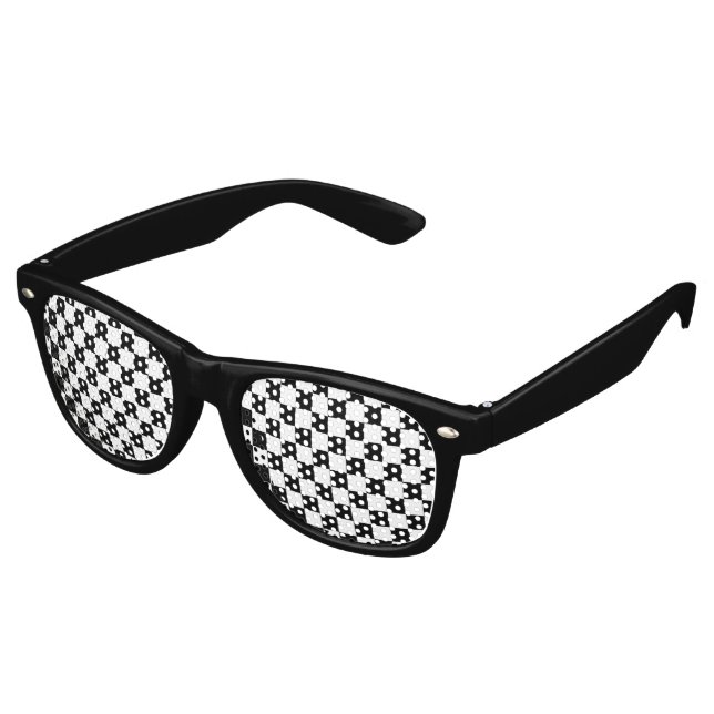 Black Checkerboard Pattern Retro Sunglasses (Angled)