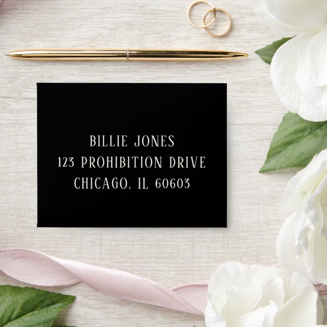 Black Checkerboard Printed Return Address RSVP Envelope (Wedding)