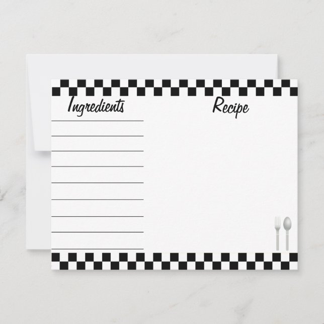 Black Checkerboard Recipe Card - Front and Back (Front)