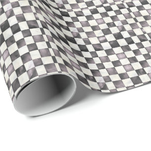 Black Checkered Decorative Gift Wrap Paper