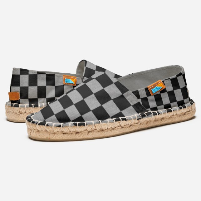 Black Checkered Espadrilles (Angled)