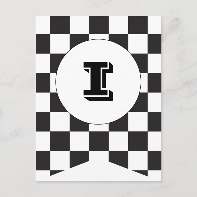 Black Checkered Flag Bunting Banner Post Card (Front)