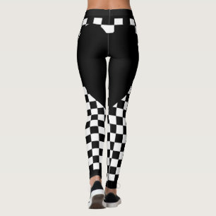Black Checkered Heart Leggings