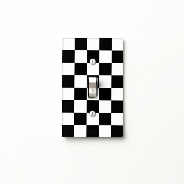 Black Checkered Light Switch Cover (In Situ)