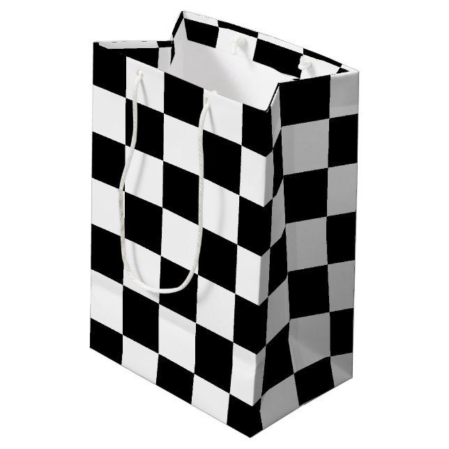 Black Checkered Medium Gift Bag (Back Angled)