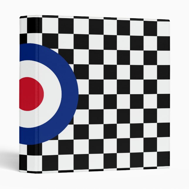 Black Checkered Mod Racing Pattern Binder (Front/Spine)