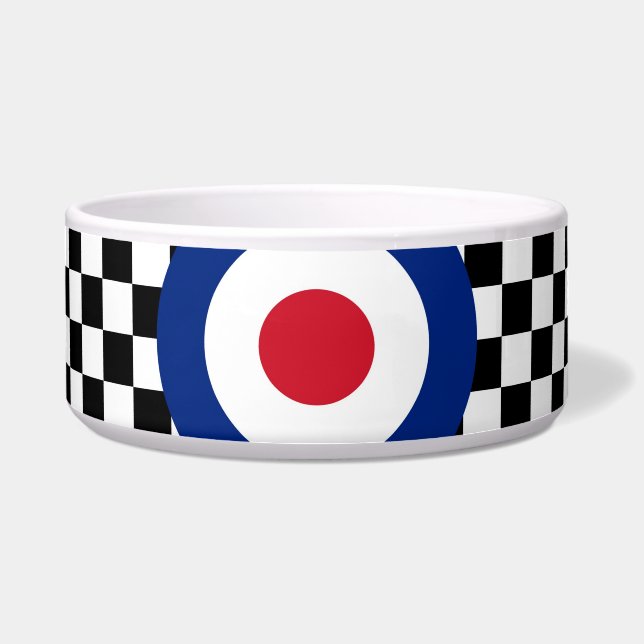 Black Checkered Mod Racing Pattern Bowl (Front)