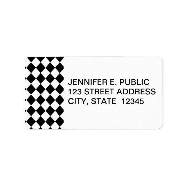 Black Checkered Mod Racing Pattern Label (Front)